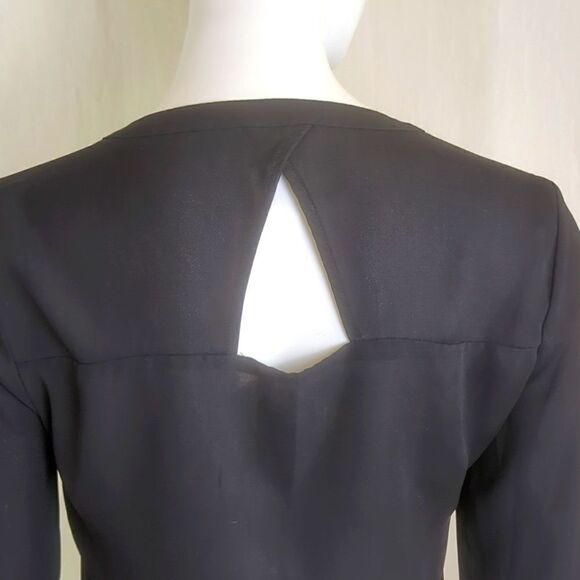 Black Blouse Small Candie's Black Flowy Long Sleeve Shirt Blouse Y2K - Picture 4 of 8